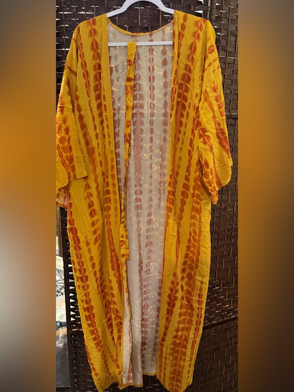SHEIN Yellow & Orange Tie-Dye Kimono Robe